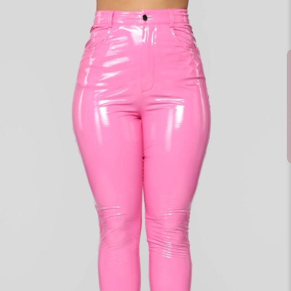 Fashion Nova High-Waisted Pink Vinyl Pants - Picture 2 of 11